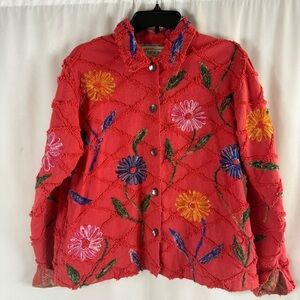 Vintage Tantrums women jacket size:M color: orange/ floral print 100%Cotton